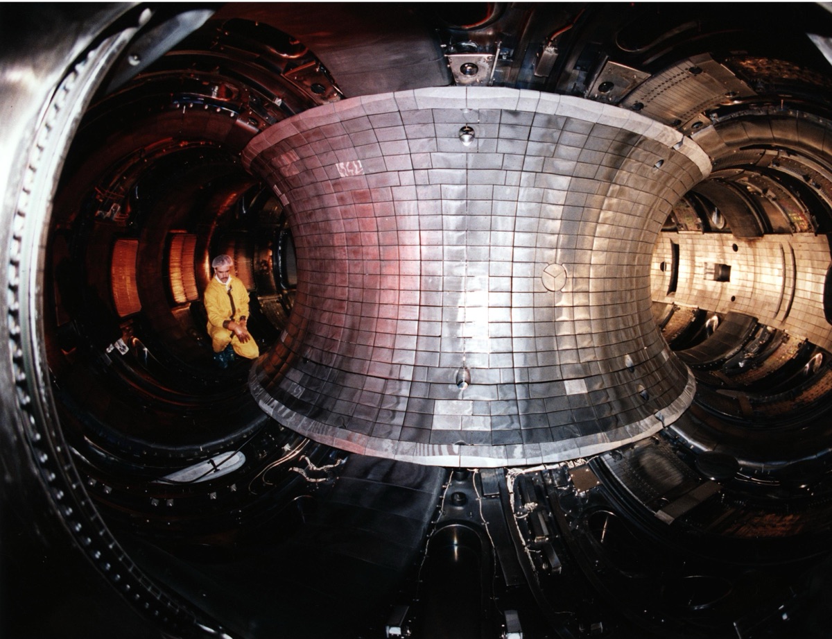 A U.S. Department of Energy photograph of the tritium storage and handling system at the Tokamak Fusion Test Reactor, illustrating the fusion tritium-fuel challenge that a new IBM, Oak Ridge and Cleveland Clinic quantum-computer simulation of FLiBe molten salt aims to help solve.